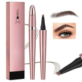 2024 New Magic Eyebrow Pencil, 3D Waterproof Microblading Eyebrow Pencil Contouring Pen, 4 Tip Microblade Eyebrow Pen, Natural Long-Lasting Fine Stroke Microblading Eyebrow Pencil (Dark Brown)
